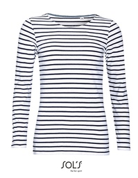 SOL´S 01403 Women´s Long Sleeve Striped T-Shirt Marine