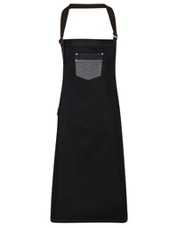 Premier Workwear PR136 Division Waxed Look Denim Bib Apron With Faux Leather