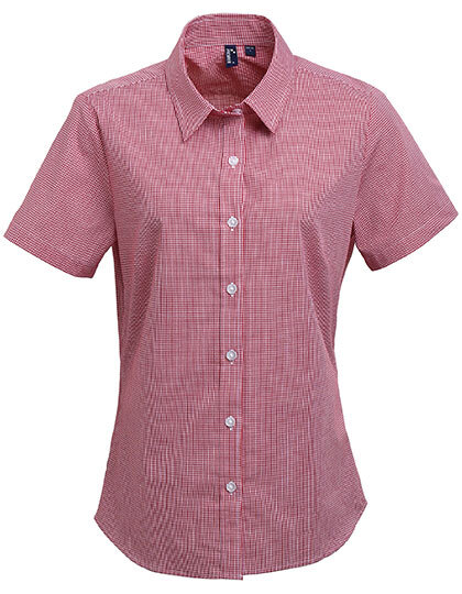 Premier Workwear PR321 Women´s Microcheck (Gingham) Short Sleeve Cotton Shirt