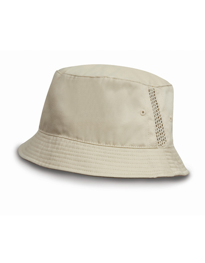 Result Headwear RC045X Deluxe Washed Cotton Bucket Hat With Side Mesh Panels
