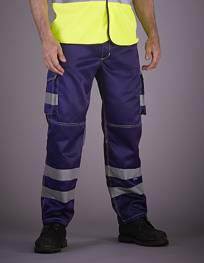 YOKO HV018T Hi-Vis Cargo Trousers With Knee Pad Pockets