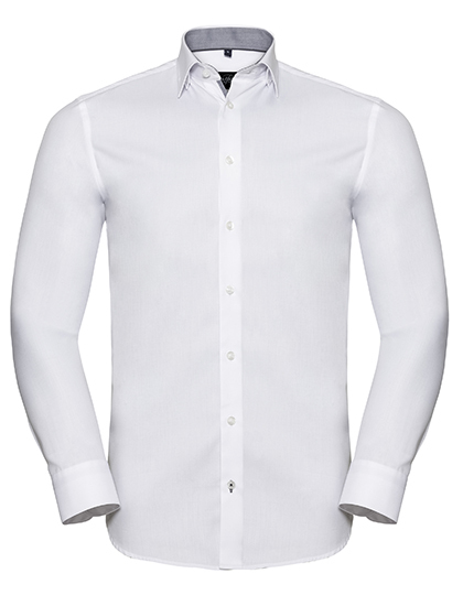 Russell Collection R-964M-0 Men´s L/S Tailored Contrast Herringbone Shirt