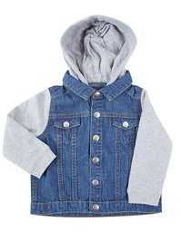 Larkwood LW750 Denim Jacket With Fleece Hood And Sleeves