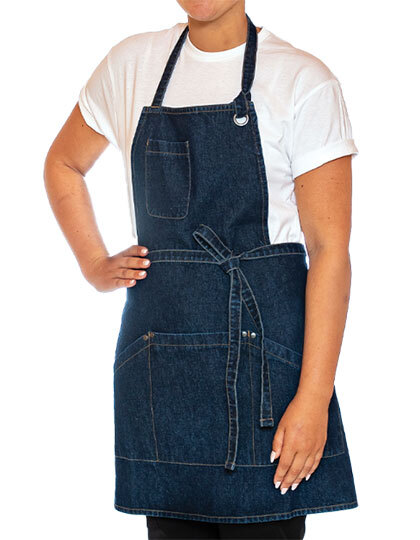 Le Chef DE116 Utility Apron Bib Washed Denim