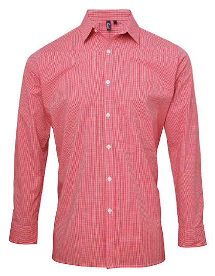 Premier Workwear PR220 Men´s Microcheck (Gingham) Long Sleeve Cotton Shirt