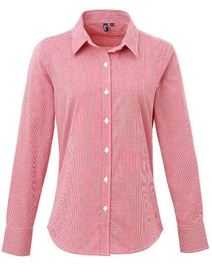 Premier Workwear PR320 Women´s Microcheck (Gingham) Long Sleeve Cotton Shirt