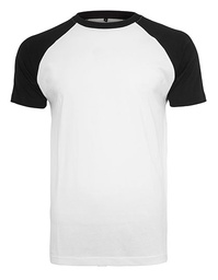 [1000035653] Build Your Brand BY007 Raglan Contrast Tee (White|Black, S)