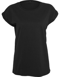 [1000035844] Build Your Brand BY021 Ladies` Extended Shoulder Tee (Black, S)