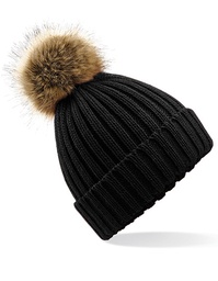 Beechfield B412 Faux Fur Pop Pom Chunky Beanie