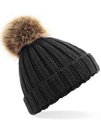 Beechfield B412b Junior Faux Fur Pom Pom Chunky Beanie