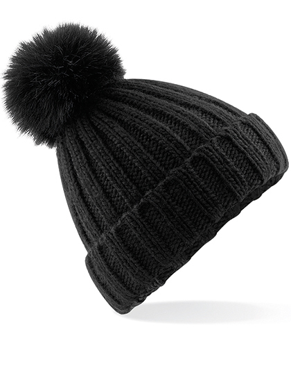 Beechfield B413 Verbier Faux Fur Pop Pom Chunky Beanie