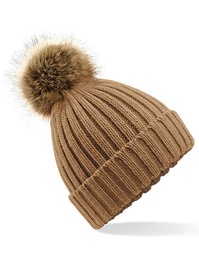 Beechfield B412 Faux Fur Pop Pom Chunky Beanie