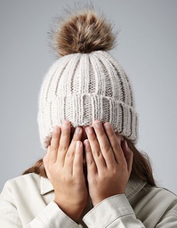 Beechfield B412b Junior Faux Fur Pom Pom Chunky Beanie
