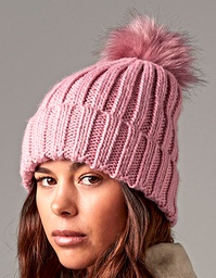 Beechfield B413 Verbier Faux Fur Pop Pom Chunky Beanie