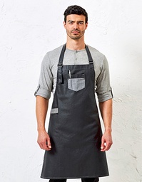 Premier Workwear PR136 Division Waxed Look Denim Bib Apron With Faux Leather