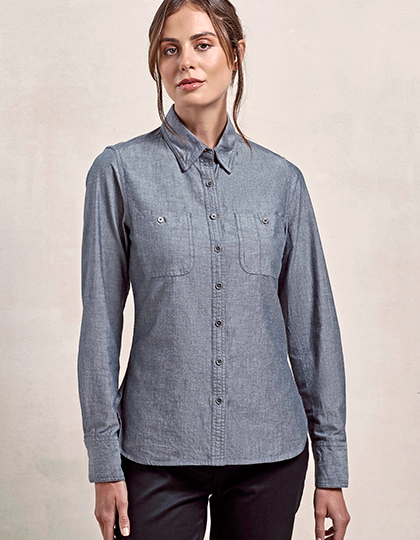 Premier Workwear PR347 Women´s Organic Chambray Fairtrade Long Sleeve Shirt