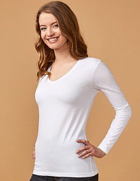 X.O by Promodoro 1560 Women´s V-Neck T-Shirt Long Sleeve